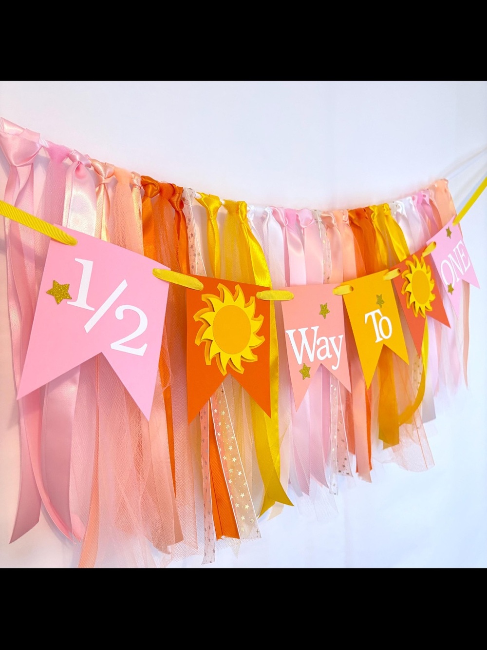 Sunshine Pink & Orange '1/2 Way To One' Party Banner